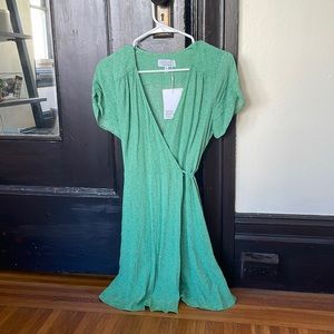 Green wrap mini dress